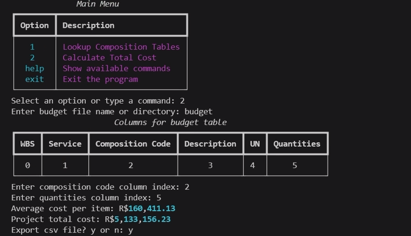 Projeto Budgetpy — Linha de Comandos com Menu e Cálculo Orçamentário.